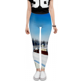 leggings с принтом Зима. Мороз. Солнце. в Новосибирске, 80% полиэстер, 20% эластан | Эластичный пояс, зауженные к низу, низкая посадка | 