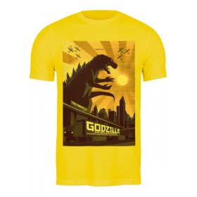 Мужская футболка с принтом Godzilla yellow в Новосибирске,  |  | Тематика изображения на принте: 