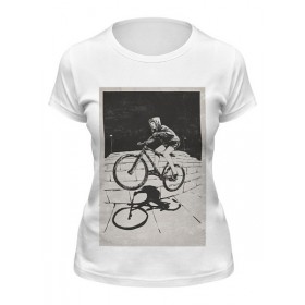 Женская футболка с принтом девушка на велосипеде в Новосибирске,  |  | 
