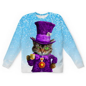 full_print_kids_sweatshirt с принтом Чеширский котик в Новосибирске,  |  | 