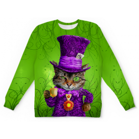 full_print_kids_sweatshirt с принтом Чеширский котик в Новосибирске,  |  | Тематика изображения на принте: 
