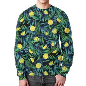 full_print_sweatshirt с принтом Лимоны орнамент в Новосибирске,  |  | Тематика изображения на принте: 