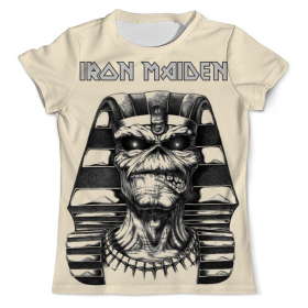 Мужская футболка 3D с принтом Iron Maiden Band в Новосибирске, Футболка с нанесением полноцветного изображения по всей поверхности может быть выполнена в двух вариантах - ХЛОПОК и СИНТЕТИКА. | Хлопок - ткань из 100% хлопка высшего качества пенье.  <br>Синтетика - ткань с высоким содержанием синтетического волокна (до 80%).  Материал хорошо тянется, имеет приятную на ощупь фактуру | Тематика изображения на принте: 