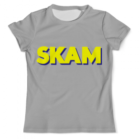 full_print_tee с принтом Skam стыд в Новосибирске, Футболка с нанесением полноцветного изображения по всей поверхности может быть выполнена в двух вариантах - ХЛОПОК и СИНТЕТИКА. | Хлопок - ткань из 100% хлопка высшего качества пенье.  <br>Синтетика - ткань с высоким содержанием синтетического волокна (до 80%).  Материал хорошо тянется, имеет приятную на ощупь фактуру | Тематика изображения на принте: 