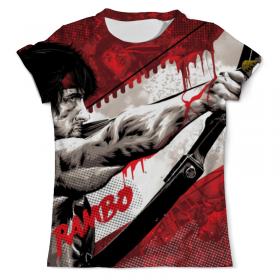 full_print_tee с принтом Rambo: First Blood в Новосибирске, Футболка с нанесением полноцветного изображения по всей поверхности может быть выполнена в двух вариантах - ХЛОПОК и СИНТЕТИКА. | Хлопок - ткань из 100% хлопка высшего качества пенье.  <br>Синтетика - ткань с высоким содержанием синтетического волокна (до 80%).  Материал хорошо тянется, имеет приятную на ощупь фактуру | Тематика изображения на принте: 