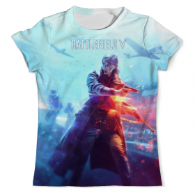 full_print_tee с принтом Battlefield V в Новосибирске, Футболка с нанесением полноцветного изображения по всей поверхности может быть выполнена в двух вариантах - ХЛОПОК и СИНТЕТИКА. | Хлопок - ткань из 100% хлопка высшего качества пенье.  <br>Синтетика - ткань с высоким содержанием синтетического волокна (до 80%).  Материал хорошо тянется, имеет приятную на ощупь фактуру | 