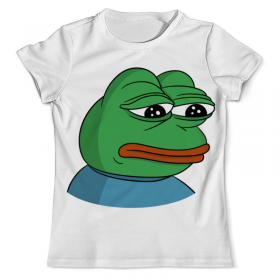 full_print_tee с принтом Pepe the frog в Новосибирске, Футболка с нанесением полноцветного изображения по всей поверхности может быть выполнена в двух вариантах - ХЛОПОК и СИНТЕТИКА. | Хлопок - ткань из 100% хлопка высшего качества пенье.  <br>Синтетика - ткань с высоким содержанием синтетического волокна (до 80%).  Материал хорошо тянется, имеет приятную на ощупь фактуру | Тематика изображения на принте: 