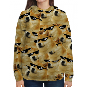 full_print_woman_hoodie с принтом Doge meme, deal with it очки в Новосибирске,  |  | 