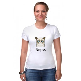 Женская футболка стрэйч с принтом Сердитый котик / Grumpy Cat (Пиксельный) в Новосибирске,  |  | Тематика изображения на принте: 