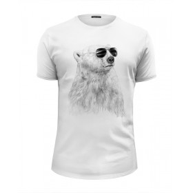 Мужская футболка Premium с принтом Белый Медведь в Новосибирске, Белый, черный, серый меланж, голубой: 100% хлопок, плотность 160 гр. Остальные цвета: 92% хлопок, 8% лайкра, плотность 170-180гр. |  | 