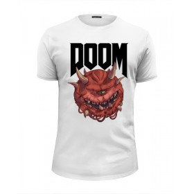 Мужская футболка Premium с принтом Doom game в Новосибирске, Белый, черный, серый меланж, голубой: 100% хлопок, плотность 160 гр. Остальные цвета: 92% хлопок, 8% лайкра, плотность 170-180гр. |  | 