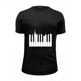 Мужская футболка Premium с принтом Piano-city в Новосибирске, Белый, черный, серый меланж, голубой: 100% хлопок, плотность 160 гр. Остальные цвета: 92% хлопок, 8% лайкра, плотность 170-180гр. |  | 