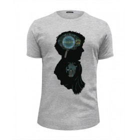 Мужская футболка Premium с принтом Шерлок Холмс (Sherlock Holmes) в Новосибирске, Белый, черный, серый меланж, голубой: 100% хлопок, плотность 160 гр. Остальные цвета: 92% хлопок, 8% лайкра, плотность 170-180гр. |  | 