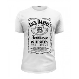 Мужская футболка Premium с принтом Jack Daniels в Новосибирске, Белый, черный, серый меланж, голубой: 100% хлопок, плотность 160 гр. Остальные цвета: 92% хлопок, 8% лайкра, плотность 170-180гр. |  | 