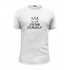 Мужская футболка Premium с принтом Корона / Баския в Новосибирске, Белый, черный, серый меланж, голубой: 100% хлопок, плотность 160 гр. Остальные цвета: 92% хлопок, 8% лайкра, плотность 170-180гр. |  | 
