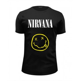Мужская футболка Premium с принтом Nirvana в Новосибирске, Белый, черный, серый меланж, голубой: 100% хлопок, плотность 160 гр. Остальные цвета: 92% хлопок, 8% лайкра, плотность 170-180гр. |  | 