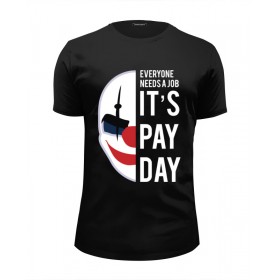 Мужская футболка Premium с принтом Payday в Новосибирске, Белый, черный, серый меланж, голубой: 100% хлопок, плотность 160 гр. Остальные цвета: 92% хлопок, 8% лайкра, плотность 170-180гр. |  | 