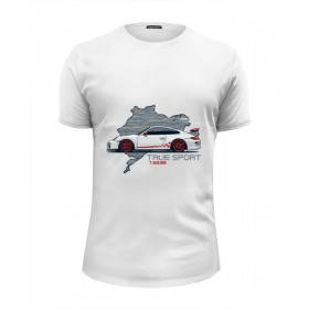 Мужская футболка Premium с принтом Porsche 911 GT3 RS в Новосибирске, Белый, черный, серый меланж, голубой: 100% хлопок, плотность 160 гр. Остальные цвета: 92% хлопок, 8% лайкра, плотность 170-180гр. |  | Тематика изображения на принте: 