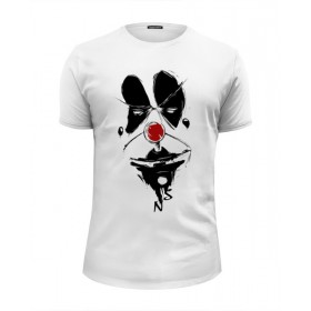 Мужская футболка Premium с принтом Грустный Клоун - Sad Clown в Новосибирске, Белый, черный, серый меланж, голубой: 100% хлопок, плотность 160 гр. Остальные цвета: 92% хлопок, 8% лайкра, плотность 170-180гр. |  | 