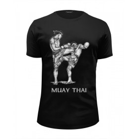 Мужская футболка Premium с принтом Muay Thai в Новосибирске, Белый, черный, серый меланж, голубой: 100% хлопок, плотность 160 гр. Остальные цвета: 92% хлопок, 8% лайкра, плотность 170-180гр. |  | 