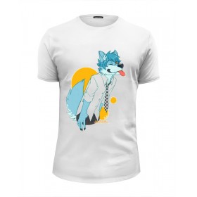 Мужская футболка Premium с принтом Wolf teen в Новосибирске, Белый, черный, серый меланж, голубой: 100% хлопок, плотность 160 гр. Остальные цвета: 92% хлопок, 8% лайкра, плотность 170-180гр. |  | 