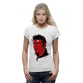 Женская футболка Premium с принтом Элвис Пресли Дьявол в Новосибирске,  |  | 