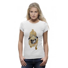 Женская футболка Premium с принтом Нарисованный мопс в Новосибирске,  |  | 