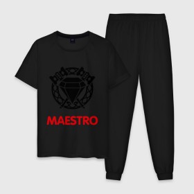 Мужская пижама хлопок с принтом Dwarf Fighter - Maestro в Новосибирске, 100% хлопок | брюки и футболка прямого кроя, без карманов, на брюках мягкая резинка на поясе и по низу штанин
 | Тематика изображения на принте: line age | lineage | линейка | маэстро