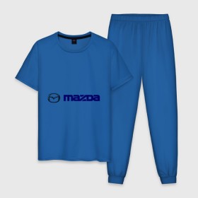 Мужская пижама хлопок с принтом Mazda в Новосибирске, 100% хлопок | брюки и футболка прямого кроя, без карманов, на брюках мягкая резинка на поясе и по низу штанин
 | Тематика изображения на принте: 