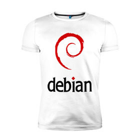 Мужская футболка премиум с принтом debian в Новосибирске, 92% хлопок, 8% лайкра | приталенный силуэт, круглый вырез ворота, длина до линии бедра, короткий рукав | debian | linux | дистрибутивы | линукс | ос