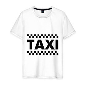 Мужская футболка хлопок с принтом Taxi в Новосибирске, 100% хлопок | прямой крой, круглый вырез горловины, длина до линии бедер, слегка спущенное плечо. | Тематика изображения на принте: taxi | для таксиста | такси | таксист | шашечки