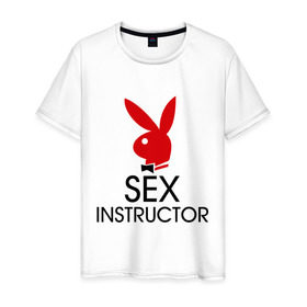 Мужская футболка хлопок с принтом Sex Instructor в Новосибирске, 100% хлопок | прямой крой, круглый вырез горловины, длина до линии бедер, слегка спущенное плечо. | инструктор