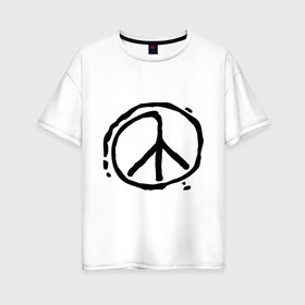 Женская футболка хлопок Oversize с принтом Пацифика в Новосибирске, 100% хлопок | свободный крой, круглый ворот, спущенный рукав, длина до линии бедер
 | графика | знак хиппи | мир | пацифизм | рисунок