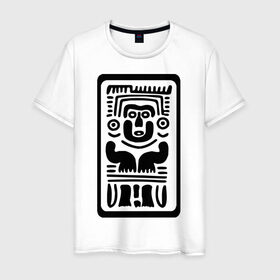 Мужская футболка хлопок с принтом Индеец в Новосибирске, 100% хлопок | прямой крой, круглый вырез горловины, длина до линии бедер, слегка спущенное плечо. | ethno | tribal | индеец | орнамент | трайбл | узор | этно | этнография