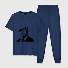 Мужская пижама хлопок с принтом Горбачев в Новосибирске, 100% хлопок | брюки и футболка прямого кроя, без карманов, на брюках мягкая резинка на поясе и по низу штанин
 | горбачев | михаил сергеевич | политические | россия