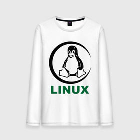 Мужской лонгслив хлопок с принтом Linux в Новосибирске, 100% хлопок |  | пингвин