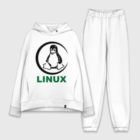 Женский костюм хлопок Oversize с принтом Linux в Новосибирске,  |  | пингвин