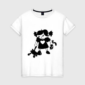 Женская футболка хлопок с принтом Злая девочка в Новосибирске, 100% хлопок | прямой крой, круглый вырез горловины, длина до линии бедер, слегка спущенное плечо | голову | зайчик | зайчишка | заяц | злоба | злобная | злость | игрушки | оторвала