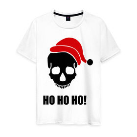 Мужская футболка хлопок с принтом HO-HO-HO! в Новосибирске, 100% хлопок | прямой крой, круглый вырез горловины, длина до линии бедер, слегка спущенное плечо. | 2012 | new year | нг | новый год | новый год 2012 | снегурочка | череп | черепок
