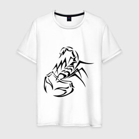 Мужская футболка хлопок с принтом Скорпион в Новосибирске, 100% хлопок | прямой крой, круглый вырез горловины, длина до линии бедер, слегка спущенное плечо. | скорпион