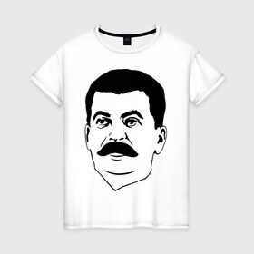 Женская футболка хлопок с принтом Сталин в Новосибирске, 100% хлопок | прямой крой, круглый вырез горловины, длина до линии бедер, слегка спущенное плечо | stalin | ussr | коба | кобба | политические | ссср | сталин