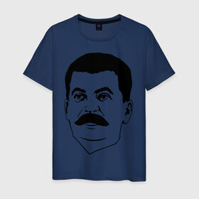 Мужская футболка хлопок с принтом Сталин в Новосибирске, 100% хлопок | прямой крой, круглый вырез горловины, длина до линии бедер, слегка спущенное плечо. | Тематика изображения на принте: stalin | ussr | коба | кобба | политические | ссср | сталин