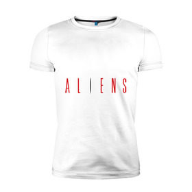 Мужская футболка премиум с принтом ALIENS в Новосибирске, 92% хлопок, 8% лайкра | приталенный силуэт, круглый вырез ворота, длина до линии бедра, короткий рукав | alien | aliens | пришельцы | чужие | чужой