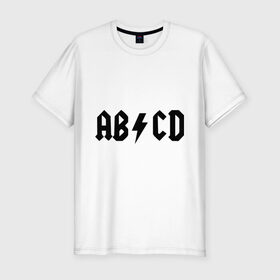 Мужская футболка премиум с принтом ABCD в Новосибирске, 92% хлопок, 8% лайкра | приталенный силуэт, круглый вырез ворота, длина до линии бедра, короткий рукав | Тематика изображения на принте: ac dc | acdc | acds | acdsee | эйсидиси