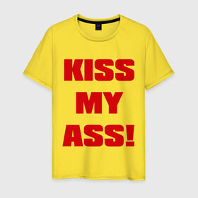 Мужская футболка хлопок с принтом Kiss My Ass в Новосибирске, 100% хлопок | прямой крой, круглый вырез горловины, длина до линии бедер, слегка спущенное плечо. | меня | поцелуй