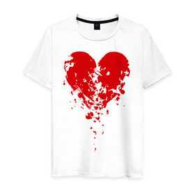 Мужская футболка хлопок с принтом Сердце рассыпалось в Новосибирске, 100% хлопок | прямой крой, круглый вырез горловины, длина до линии бедер, слегка спущенное плечо. | осколки | разбитое сердце | сердце