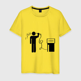 Мужская футболка хлопок с принтом Бензиновый суицид в Новосибирске, 100% хлопок | прямой крой, круглый вырез горловины, длина до линии бедер, слегка спущенное плечо. | бензин | бензиновый суицид | бензоколонка | заправка | суицид