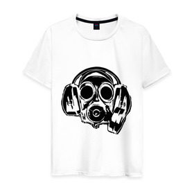 Мужская футболка хлопок с принтом Toxic DJ в Новосибирске, 100% хлопок | прямой крой, круглый вырез горловины, длина до линии бедер, слегка спущенное плечо. | Тематика изображения на принте: deejay | dj | toxic | диджей | противогаз | токсик