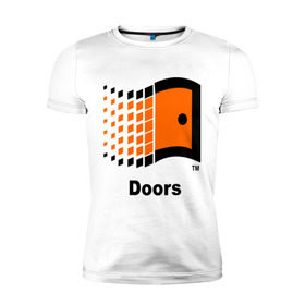 Мужская футболка премиум с принтом Doors в Новосибирске, 92% хлопок, 8% лайкра | приталенный силуэт, круглый вырез ворота, длина до линии бедра, короткий рукав | windows | операционка | операционная система