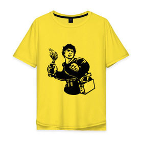 Мужская футболка хлопок Oversize с принтом Повстанец в Новосибирске, 100% хлопок | свободный крой, круглый ворот, “спинка” длиннее передней части | анархия | бунт | восстание | граффити | коктейль молотова | повстанец